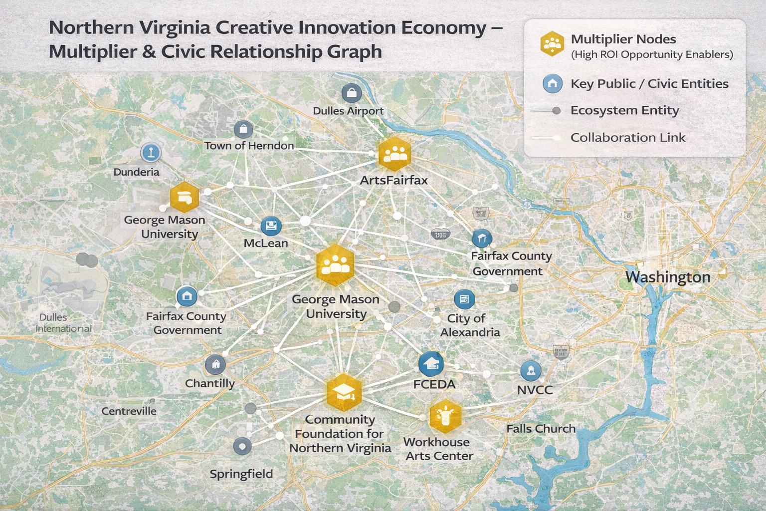 Northern Virginia business economic development and creative innovation economy data visualization map analytics